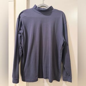 Vintage L.L. Bean Men's Navy Mock Neck Long Sleeve
